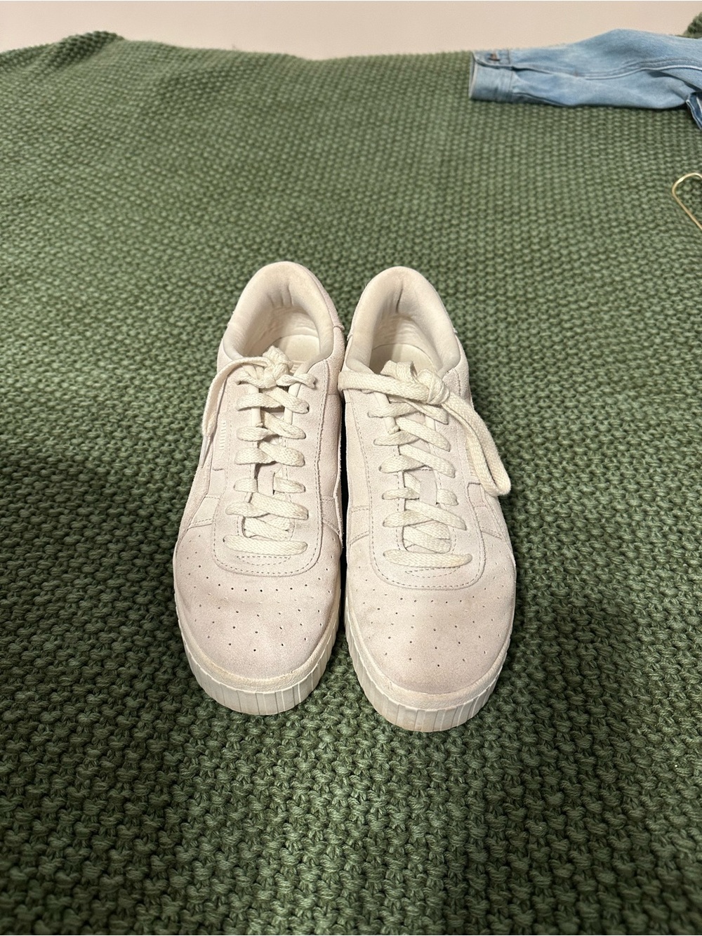 Puma Women's Cream Platform Suede Sneakers